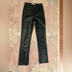 Zara Faux lightweight stretch leather pants high waist straight leg w boot slit